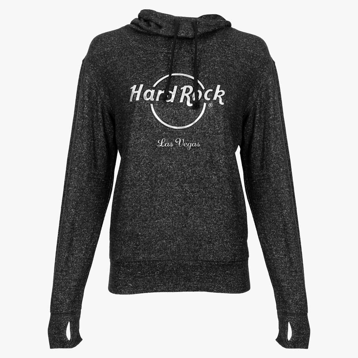 Women s Silver Foil Logo Thumb Hole Hoodie Online Rock Shop